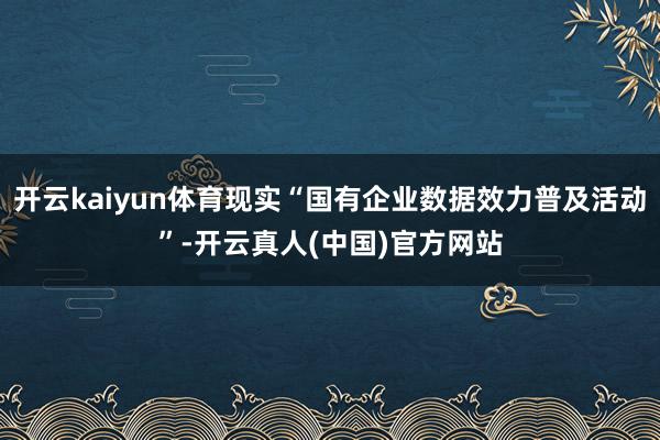 开云kaiyun体育现实“国有企业数据效力普及活动”-开云真人(中国)官方网站