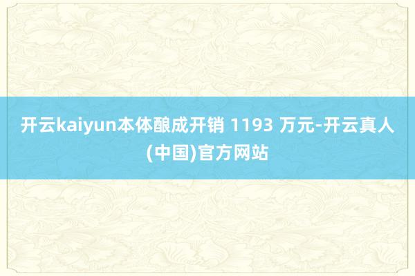 开云kaiyun本体酿成开销 1193 万元-开云真人(中国)官方网站