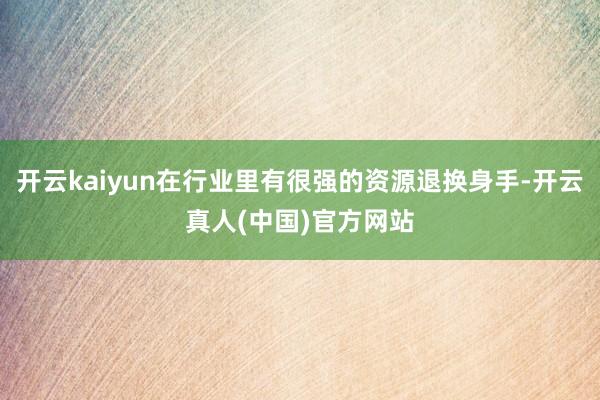 开云kaiyun在行业里有很强的资源退换身手-开云真人(中国)官方网站