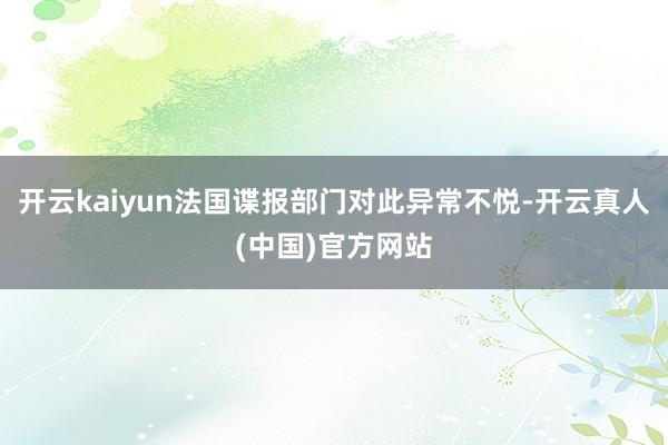 开云kaiyun法国谍报部门对此异常不悦-开云真人(中国)官方网站